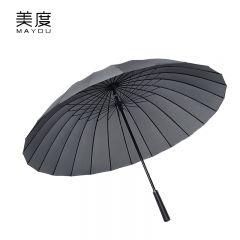 美度（MAYDU） M5003超大防风雨伞24骨男士商务长柄伞加大加固直杆伞灰色