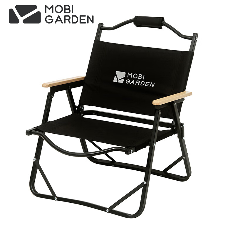 牧高笛（MOBIGARDEN） 折叠椅户外露营野餐铝合金靠背低躺椅山川pro（升级版）NX22665048曜石黑