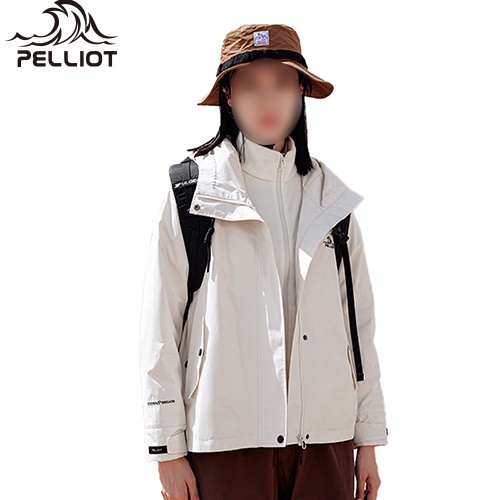 伯希和（Pelliot） 秋抓绒冲锋女三合一登山外套 12240112 暖日白 XL