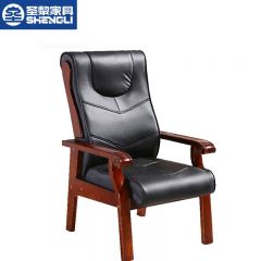 圣黎 办公家具会议椅洽谈椅培训椅接待实木会客椅 西皮椅