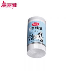 美丽雅（MARYY）点断式印花穿绳垃圾袋自动收口手提式家用一次性抽绳塑料垃圾袋 白色-100只-45*50cm