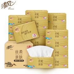 清风 抽纸丝柔4层110抽20包M码卫生纸巾新老包装交替