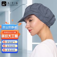 九千谷防静电工帽 防尘帽 鸭舌男女大工帽 防静电帽无尘帽 藏青色 均码
