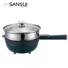 山水（SANSUI） SCG-C50D1电炒锅一体多功家用蒸煮一体电热锅 5L大容量【军绿色+不锈钢蒸笼】