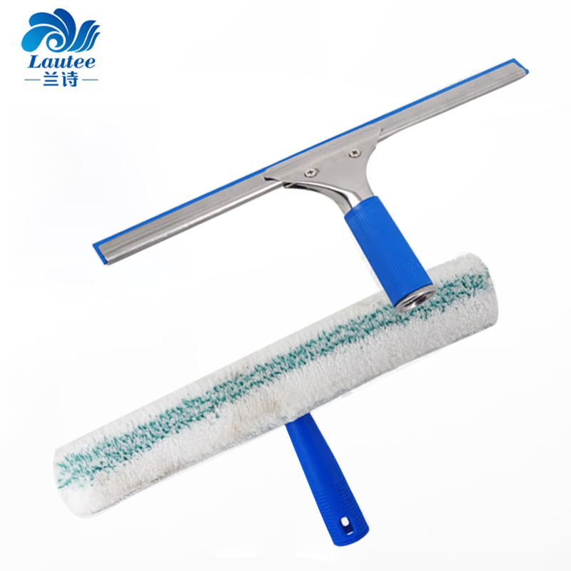 兰诗（LAUTEE） 擦玻璃伸缩杆玻璃刮 涂水器 玻璃擦刮水器 2件套（玻璃刮+T头擦） 双节杆1.2米