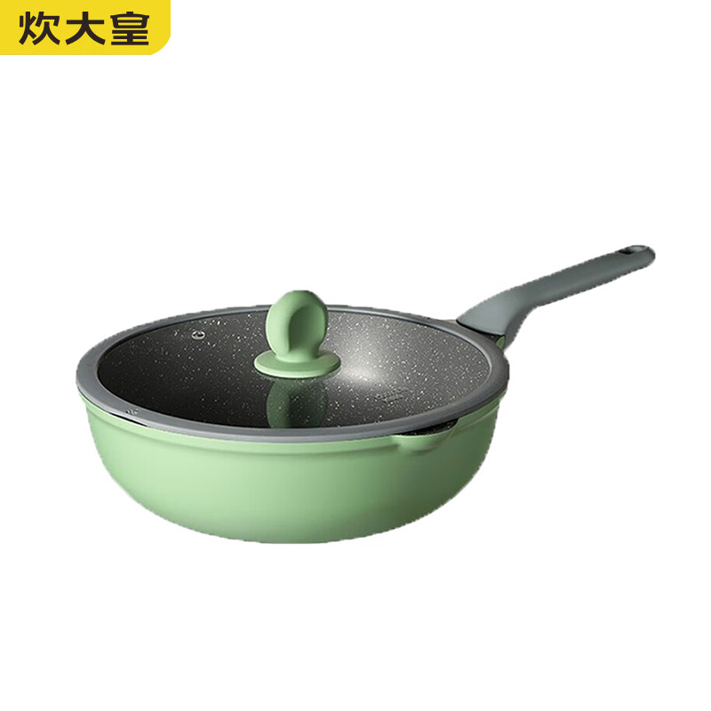 炊大皇（COOKER KING） CG30ZQ竹青石30cm炒锅 不粘锅 麦饭石色 电磁炉通用炒菜锅煎锅
