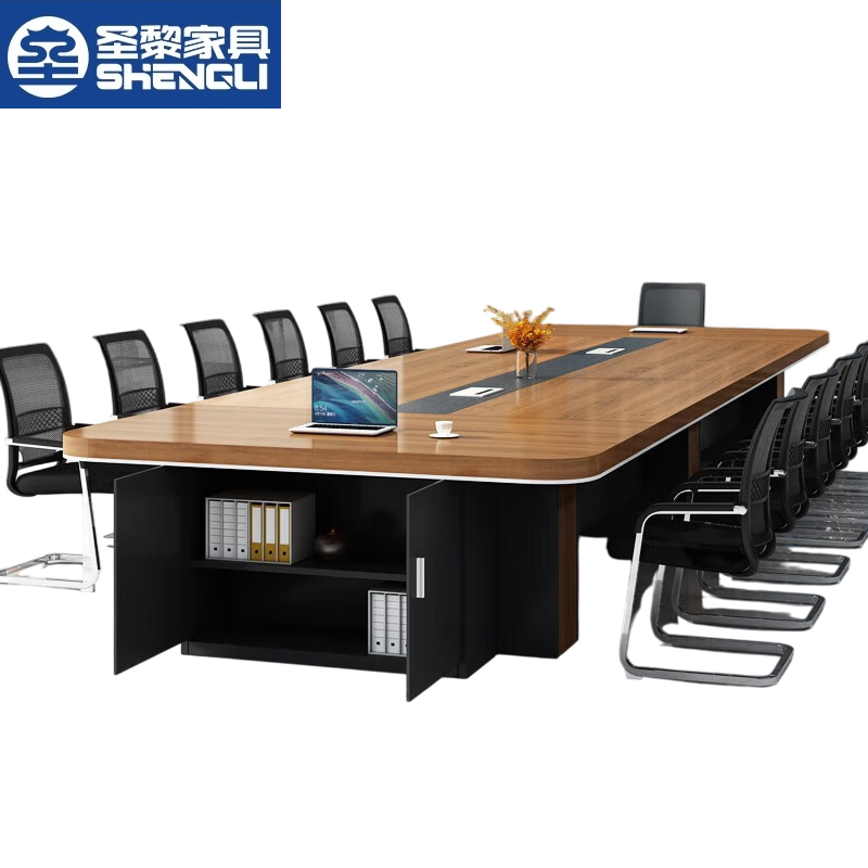 圣黎  会议桌长桌办公桌职员培训桌大型洽谈会议桌6.0米会议桌+20把椅