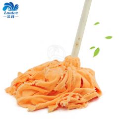 兰诗（LAUTEE）  彩色绒布拖把酒店物业商用老式木杆圆头拖把10个装（颜色随机） DM-183