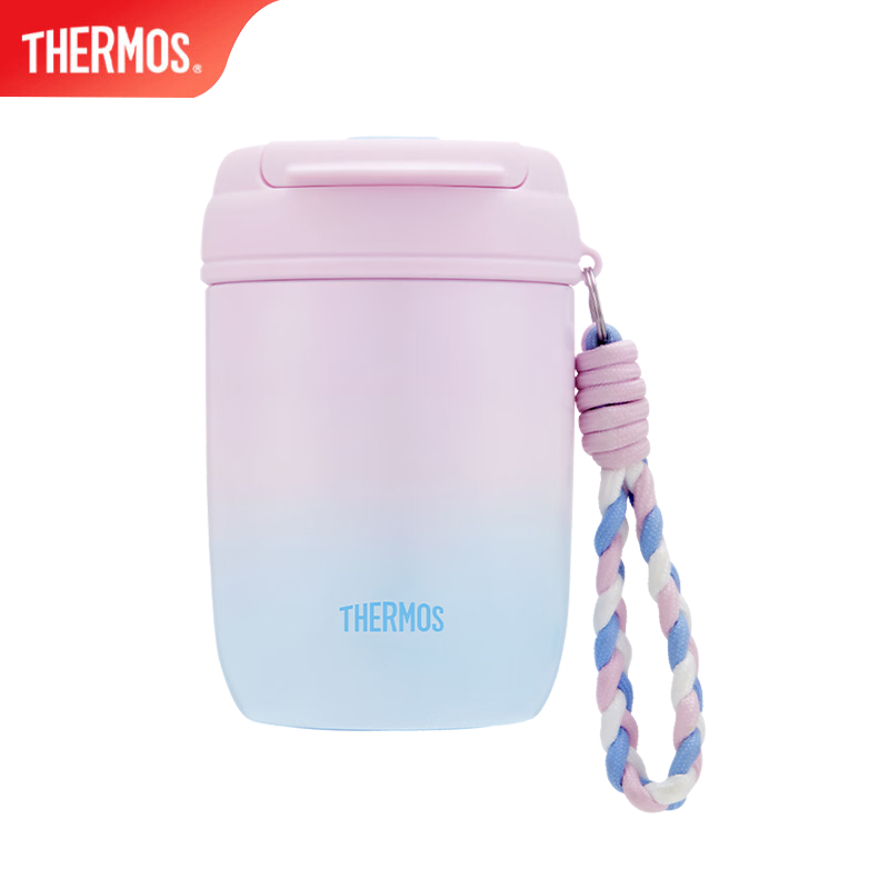 膳魔师（THERMOS） TCMX-380S PKB保温杯双饮吸管杯便携随行水杯办公小巧可爱杯子简约情侣水杯 粉蓝渐变 380ml