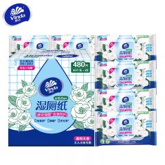 维达（Vinda）湿厕纸家庭装80片*6包 山茶花精华 加厚湿纸巾厕纸