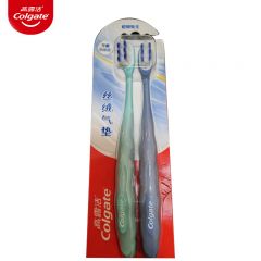 高露洁（Colgate） 丝绒气垫成人软毛凸面牙刷双支装  深洁修护 按摩牙龈