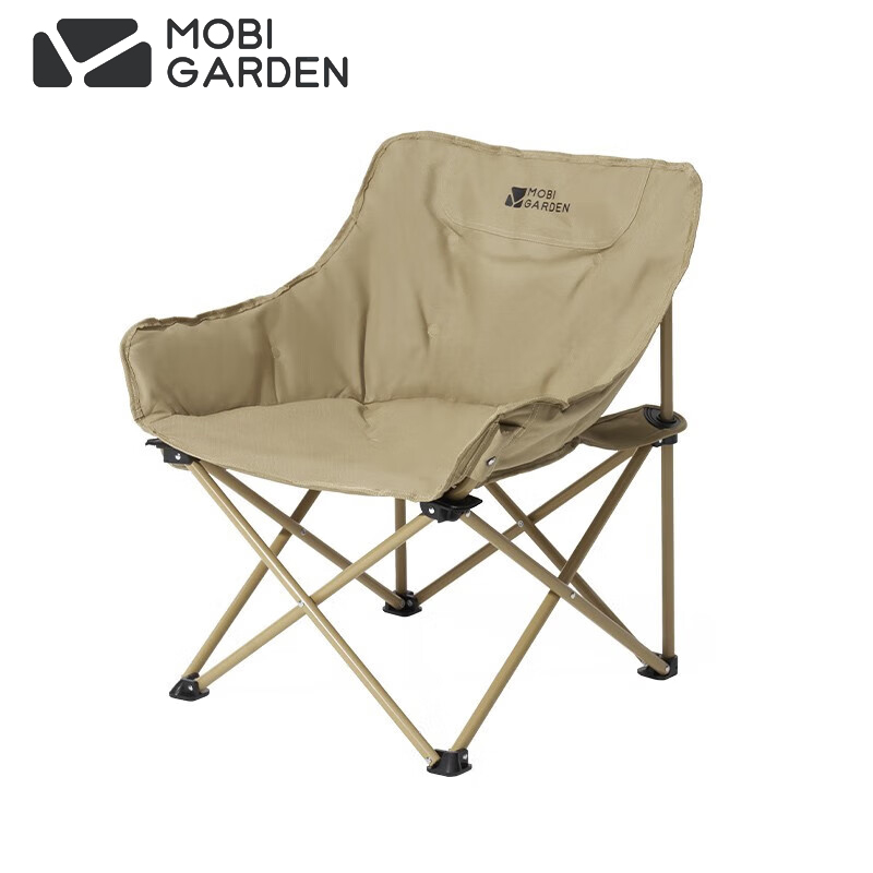 牧高笛（MOBIGARDEN） 月亮椅户外露营便携靠背钓鱼椅懒人椅家庭休闲折叠椅【夹棉款】细沙黄