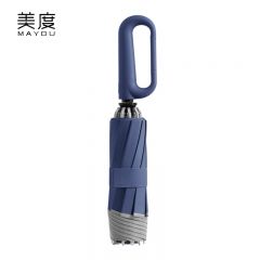 美度（MAYDU） M3391反向三折自动雨伞环扣便挂手柄加固防风简约清新配色反向折叠伞10骨藏青色