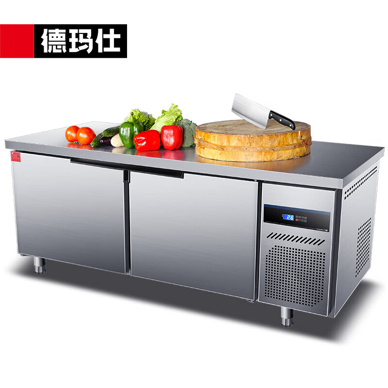 德玛仕（DEMASHI） TDC-15A80CG商用冰柜保鲜工作台操作台冷藏冷冻 掩门砧头平台雪柜1米5 工程款全冷藏