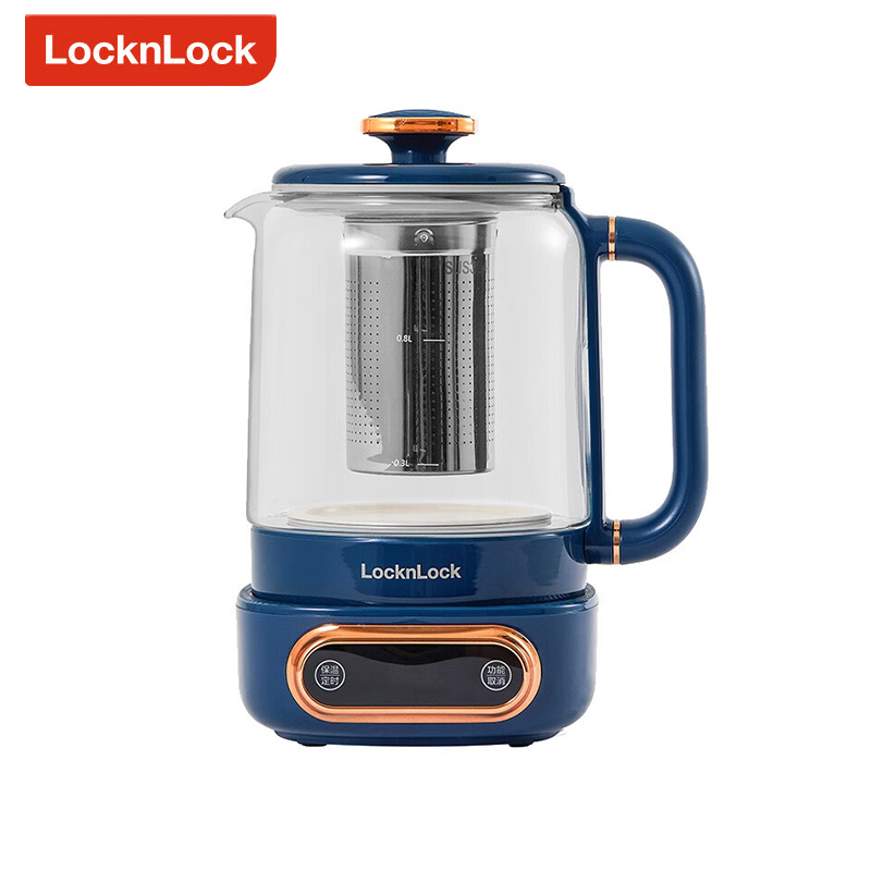乐扣乐扣（LOCK&LOCK） EJK3925BLU 养生壶 办公室煮茶器 家用玻璃养生杯烧水壶 多功能电水壶电热水壶煮茶壶 800ML-蓝色 含茶漏