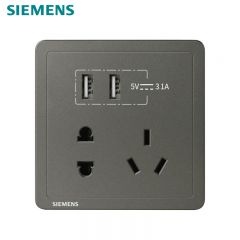 西门子（SIEMENS） 5UB14723NC06 10A 五孔+3.1A 双口USB插座二三级插座 墙面开关插座 致典系列 烟金灰