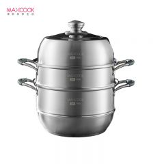 美厨（MAXCOOK） 全304不锈钢蒸锅 多层蒸煮用锅 复底汤锅蒸鱼锅 电磁炉燃气灶通用 变色感温防烫锅 三层 MCZ774 36cm