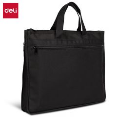 得力（deli） 5500 大容量双层事务包/文件包/拉链袋底部可调宽度手提袋会议包公文包便携 P05500黑