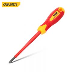 得力（deli）4.0*100mm 绝缘一字螺丝批绝缘改锥起子 DL5141001