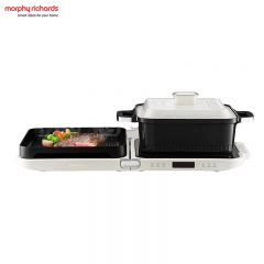 摩飞电器（Morphyrichards） MR9188多功能锅折叠料理锅三代家用电火锅烤涮一体多用途锅鸳鸯椰奶白标配