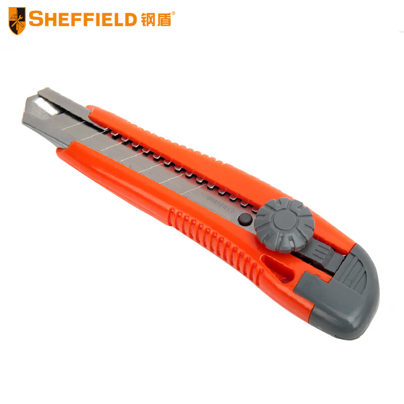 钢盾（SHEFFIELD） S067011 18mm塑柄金属护套旋钮美工刀 裁纸刀快递割刀壁纸刀（12把起发）