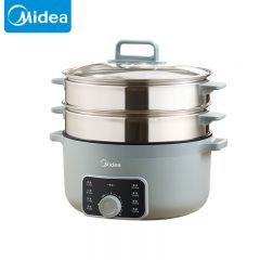 美的（Midea） MZ-ZGE3002大容量蒸锅电火锅16升60分钟定时上蒸下煮食品级不锈钢蒸格不沾易洁