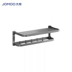 九牧（JOMOO） 9306612-LH-1 双折叠置物架毛巾架免打孔浴室浴巾架 灰色/个
