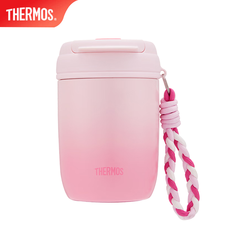 膳魔师（THERMOS） TCMX-380S RP保温杯双饮吸管杯便携随行水杯办公小巧可爱杯子简约情侣水杯 蜜桃粉 380ml
