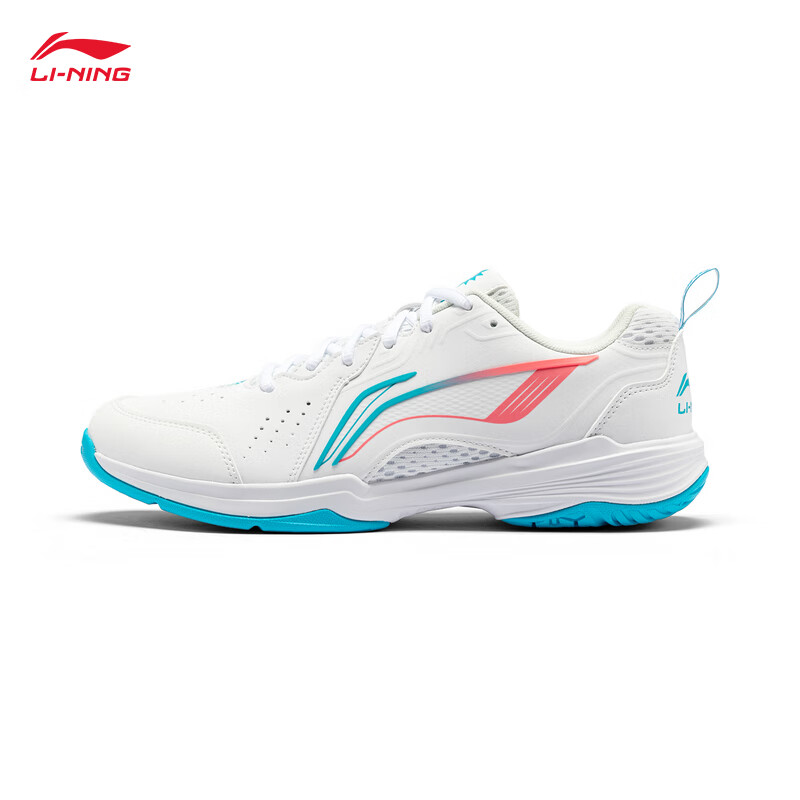 李宁（LI-NING） AYTU001-2飞鹰男女同款无痕柔软羽毛球训练鞋标准白/蓝橘39码