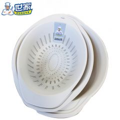 世家  洗菜沥水篮塑料厨房滤水淘米篮加大加厚 白色沥水篮三件套