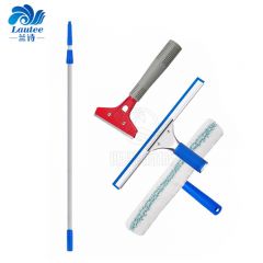 兰诗（LAUTEE）伸缩杆铝合金杆玻璃清洁套装 双节杆3.6米+玻璃刮+T头擦+铲刀 四件套 L-2021