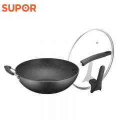 苏泊尔（SUPOR） 星星石炒锅麦饭石色不粘锅炒菜锅32cm少油烟NC32PA1