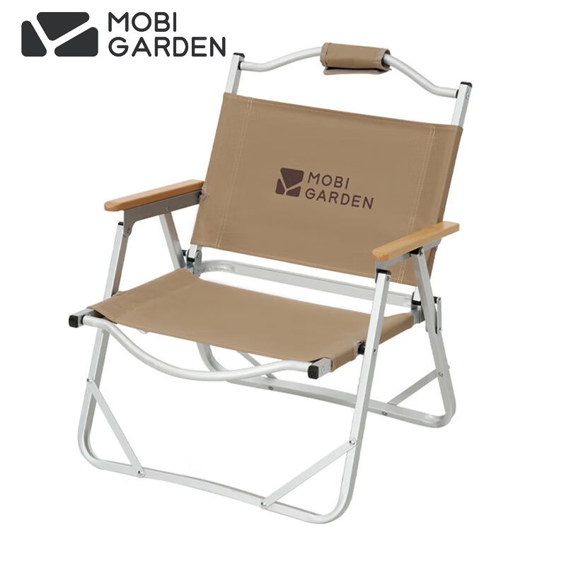 牧高笛（MOBIGARDEN） 折叠椅户外露营野餐铝合金靠背低躺椅山川pro NX22665048暖沙色