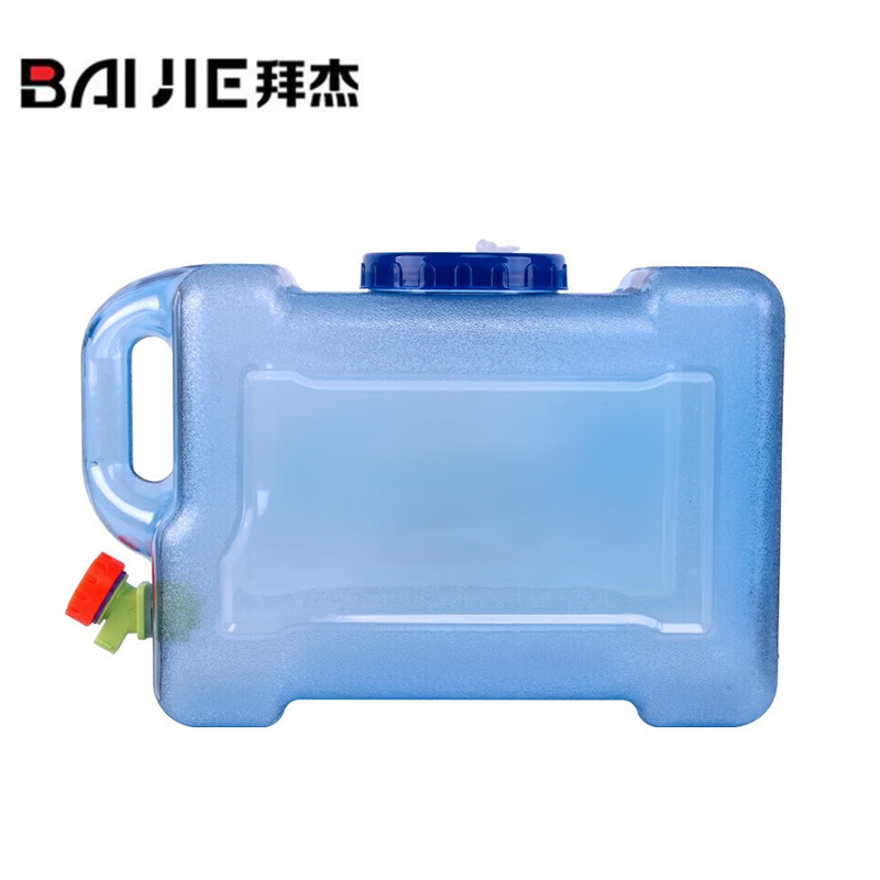 拜杰（Baijie） 户外水桶手提式带龙头方形纯净水桶大容量矿泉水饮水桶茶水储水桶 PC全新料 19L