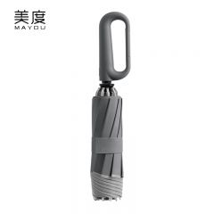 美度（MAYDU） M3391反向三折自动雨伞环扣便挂手柄加固防风简约清新配色反向折叠伞10骨烟灰色