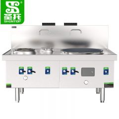 圣托（Shentop） 商用燃气大锅灶 单位食堂猛火炒菜大小炒组合灶燃气双头单尾大小炒炉 STRA-SD24