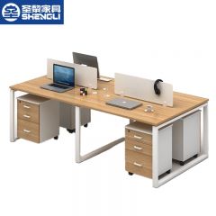圣黎 办公家具财务办公桌员工位职员屏风电脑桌 四人位【含柜】