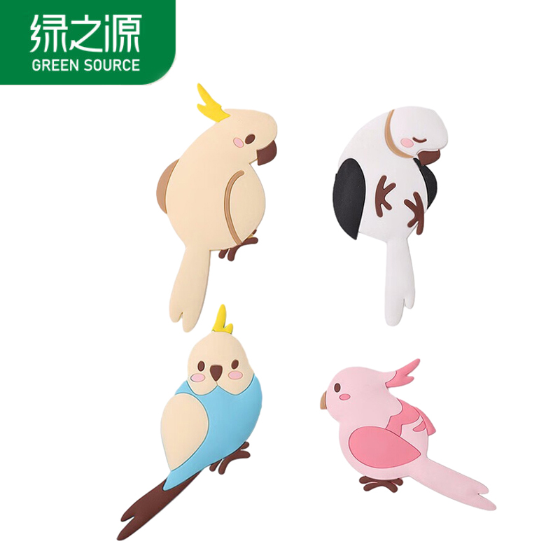 绿之源 Z-4849创意挂钩森林鸟系列套装无痕强磁性挂钩粘钩可爱动物软胶