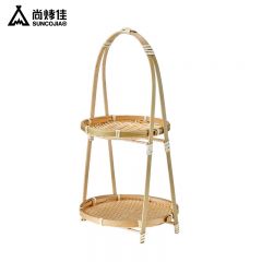 尚烤佳（Suncojia） SKJ-555 竹编果篮两层围炉煮茶套装点心茶果盘