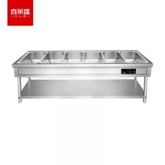 喜莱盛（XLS） 商用保温售饭台电热餐车台 六格0.7mm厚不锈钢快餐保温台汤菜保温池工程款不含餐盒 XLS-FT214G