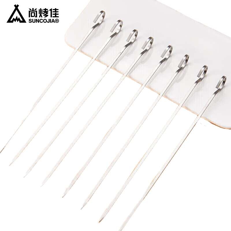 尚烤佳（Suncojia） HB-089弯钩扁针30支装304不锈钢烧烤签子烤箱用烧烤签烧烤针羊肉穿串烤肉