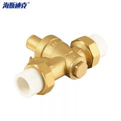 海斯迪克 HKCX-57 PPR减压阀 工程防泄漏减压阀 黄铜体双活接热熔减压阀 DN32(带压力表)