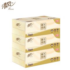 清风 B338C3N 原木纯品 2层200抽*3盒L码 盒装抽纸 卫生纸 纸巾 餐巾纸