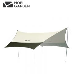 牧高笛（MOBIGARDEN） 俊庭牛津布天幕户外露营便携防雨遮阳棚凉棚蝶形天幕NX21661023橄榄绿（中号）