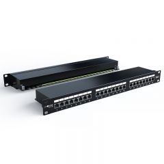 秋叶原  QM6201BK六类屏蔽配线架19英寸24口 CAT6类配线架 工程级镀金一体式机柜工程网络布线理线槽