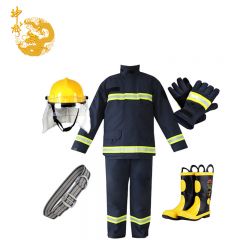 神龙 02款消防作训服五件套装 火灾演练防护服头盔腰带手套靴子安全救援战斗服微型消防站消防器材 厂家直发