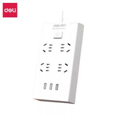 得力（deli） USB智能插座 插排/插线板/接线板/排插/拖线板 3USB接口+4孔 全长3米带保护门 18282-03