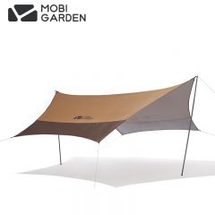 牧高笛（MOBIGARDEN） 俊庭牛津布天幕户外露营便携防雨遮阳棚凉棚蝶形天幕NX21661023暖沙色（中号）