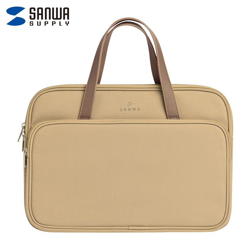 山业（SANWA） BAG-WHC1BR女士手提包 简约商务公文包 通勤电脑包 毛绒内胆包专利护角 奶咖 13.3英寸