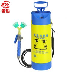 者也 洗眼器带压力表 一个 黄蓝便携式双嘴喷头紧急喷雾洗眼器实验室工厂用 8L